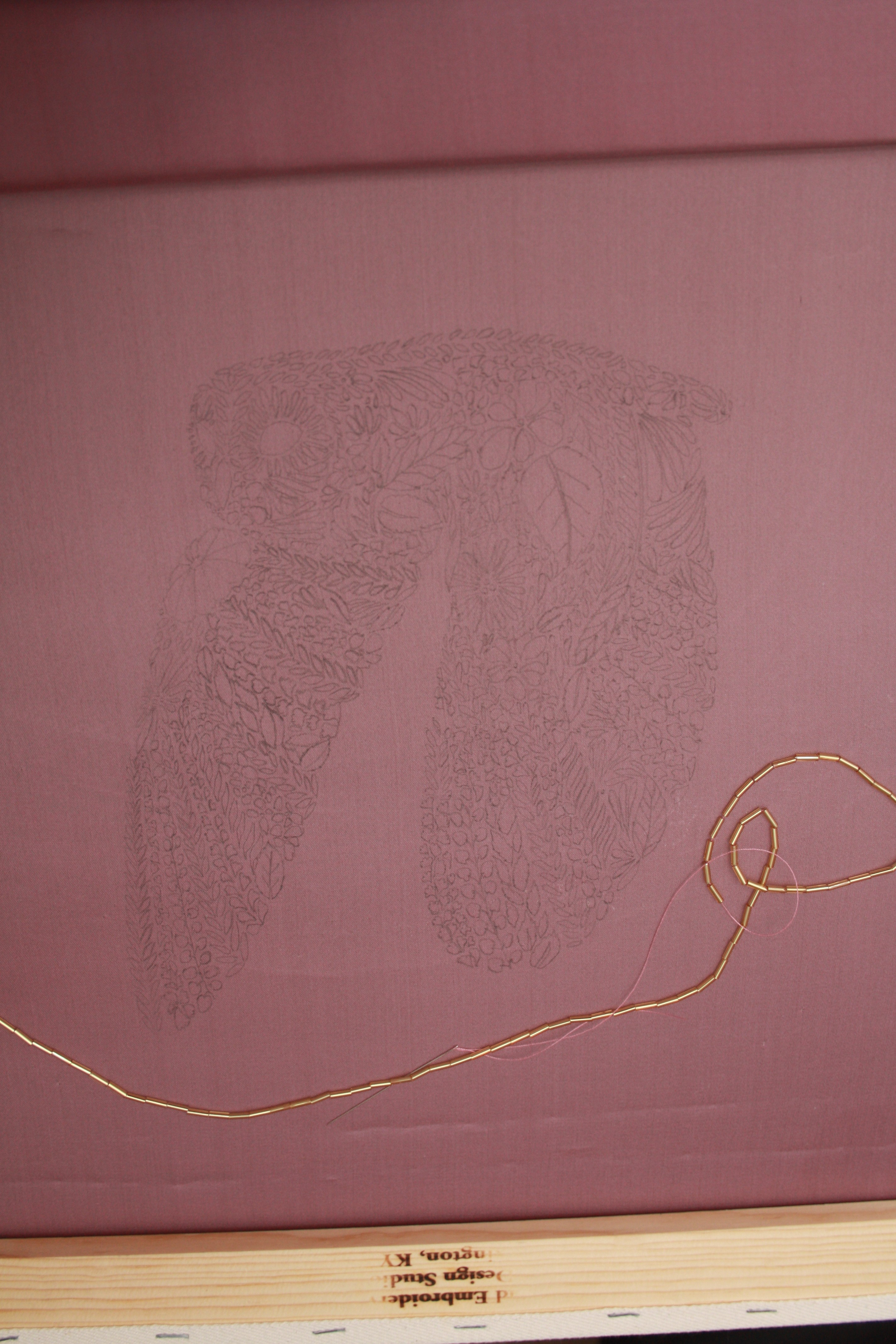 Barn Owl design drawn on silk organza